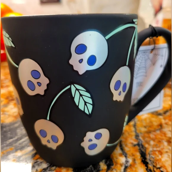 Cobwebs and Cauldrons Skull Cherry Soft Touch Halloween Mug - Picture 2 of 4